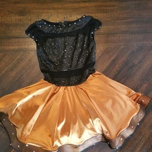 Black and Gold Dance Recital Competition Costume Weissman Size LC Swarovski